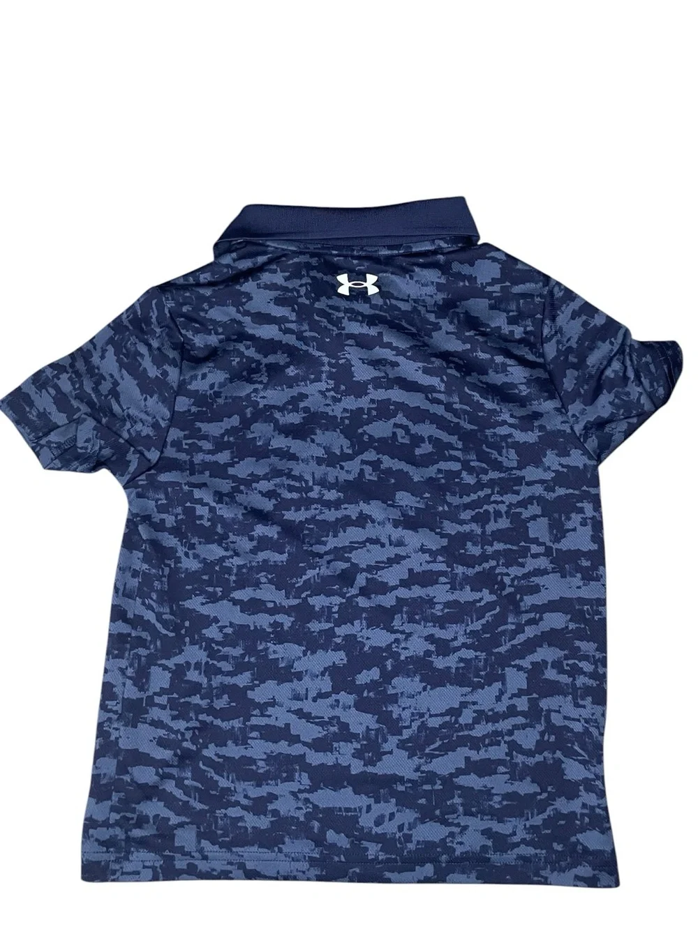 Under Armour Boys' Blue Camo Print Polo Shirt-XS